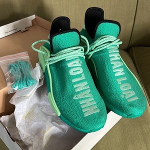 Adidas HU NMD + Pharrell Williams in green color, size 10 (men).
